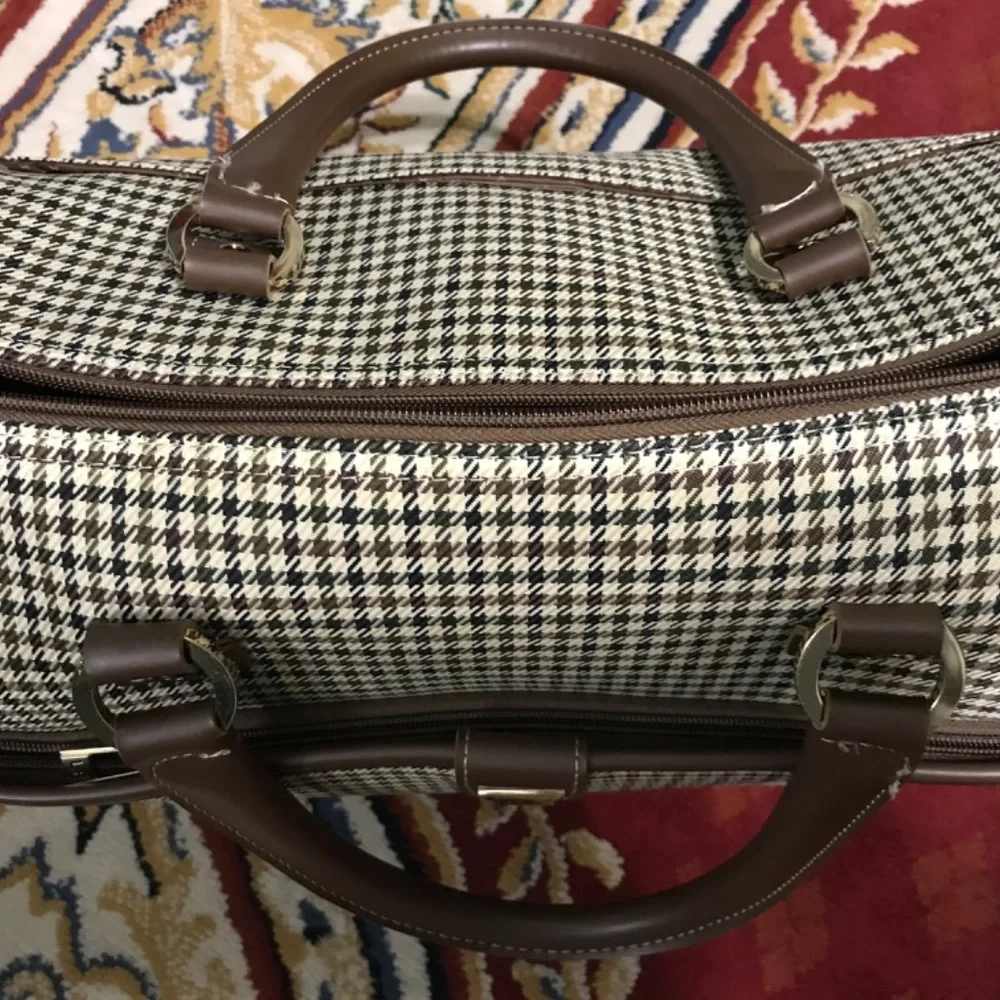 London Fog Oxford 360HL Houndstooth Satchel Cabin Bag Carry On Travel 8900
